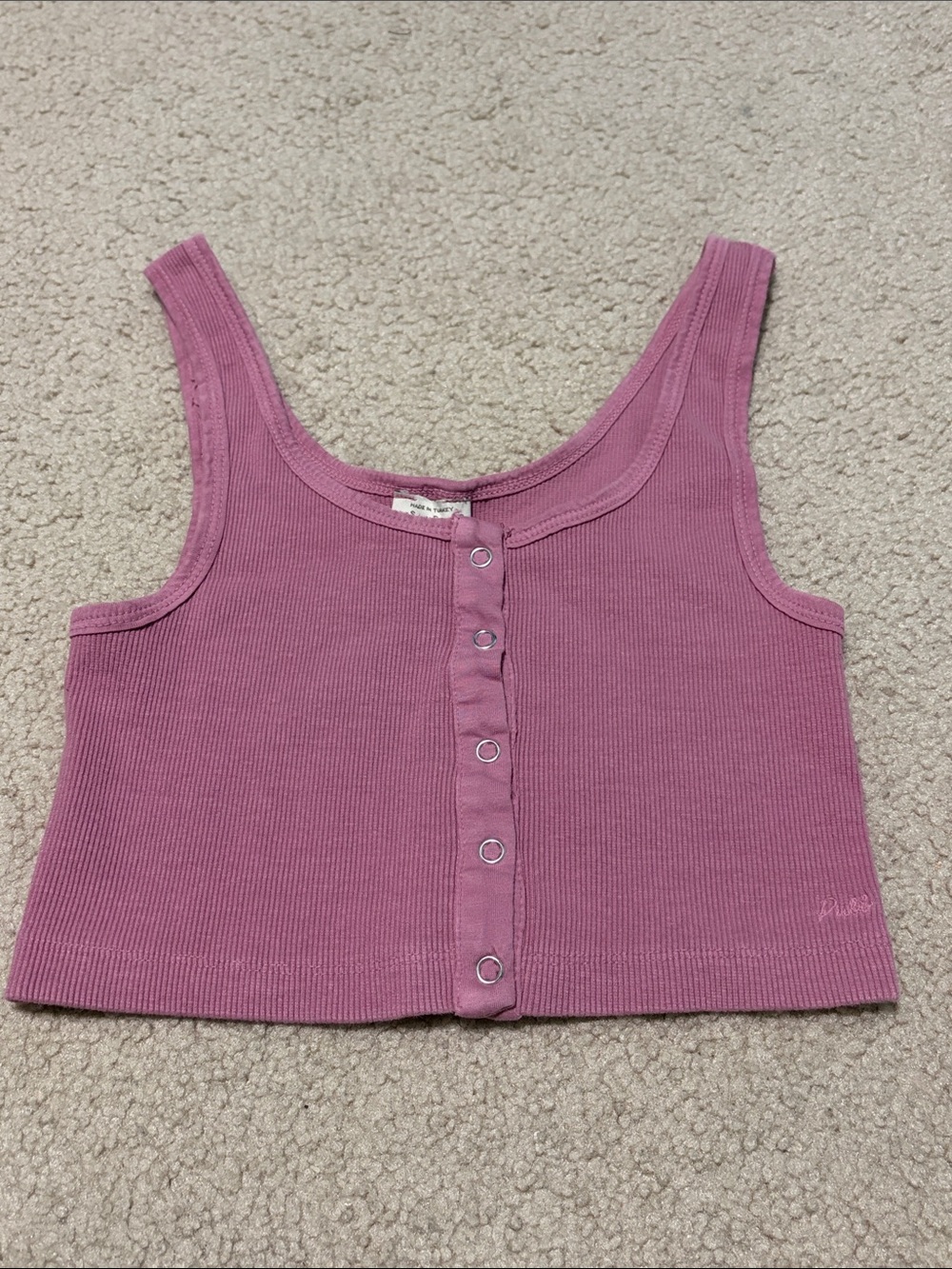 Mauve Ribbed Snap-Front Tank Top